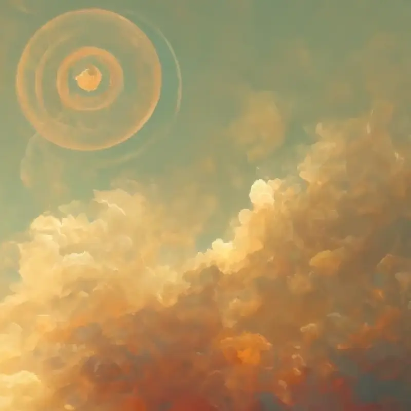 Detail close up shot on the clouds reflected by the sunset, leaving a dreamy, dramatic and serene atmosphere